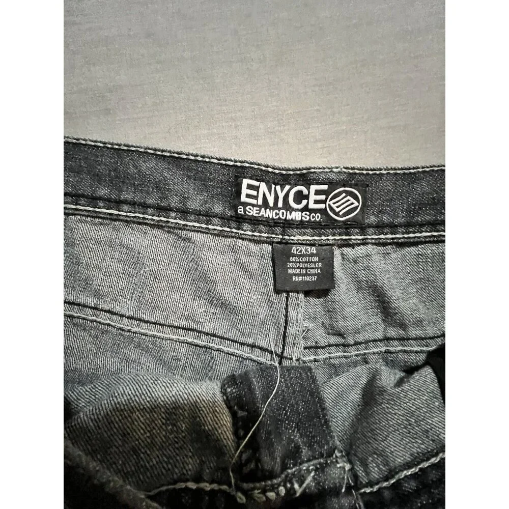 Vintage ENYCE Jeans Mens 42x30 Black Denim Relaxed Straight‎ Hip Hop Culture Y2K